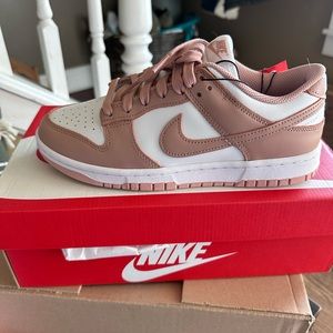 New in box Nike Low Dunk white/rose whisper size 8.